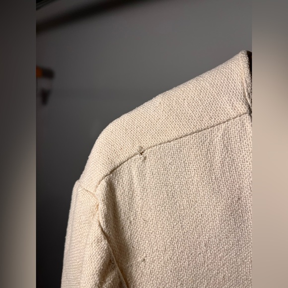 Raw Silk Cream Tunic Blouse w Buttons - Picture 6 of 8